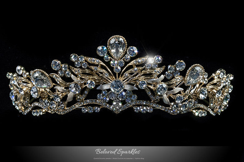 Sabella Victorian Art Deco Gold Tiara | Swarovski Crystal - Beloved Sparkles
- 1